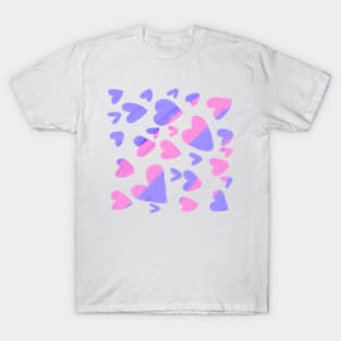 Purple pink watercolor heart pattern T-Shirt